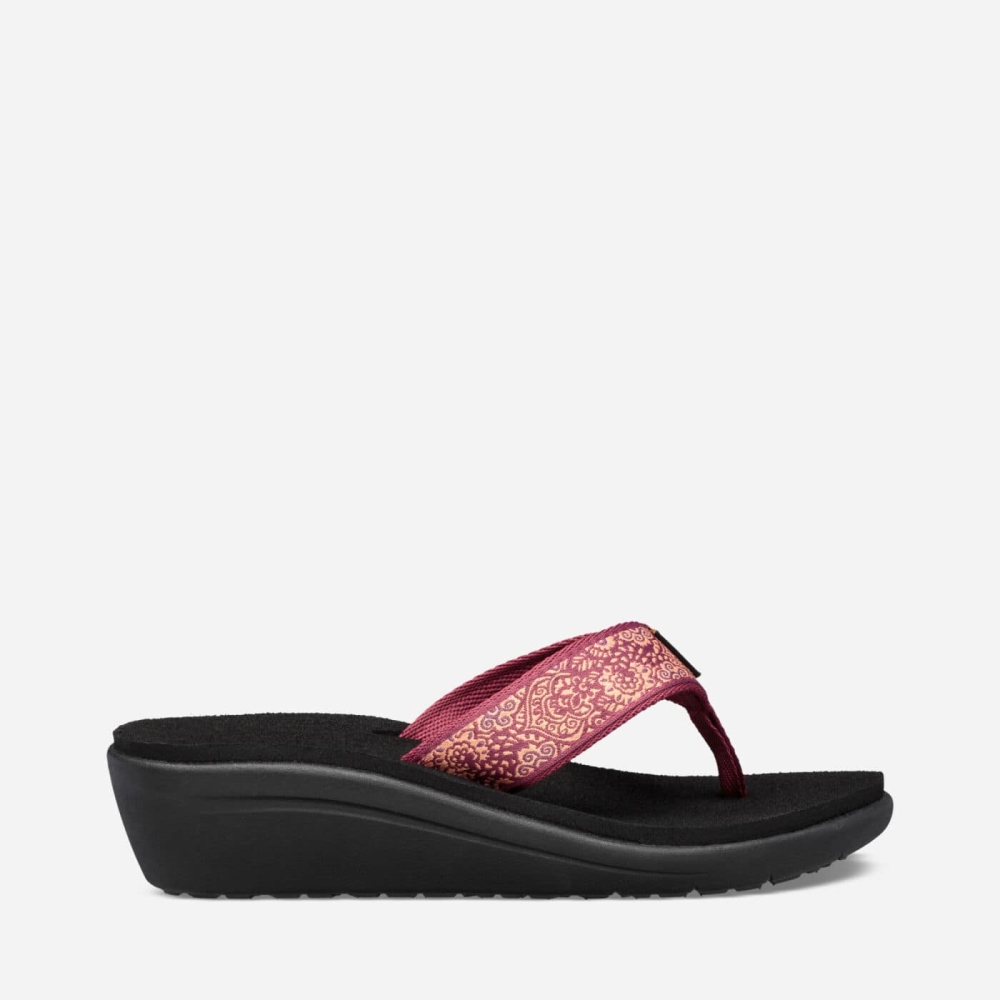 Teva Voya Wedge Women's Red Purple / Black Flip Flops CA38089 Canada Online